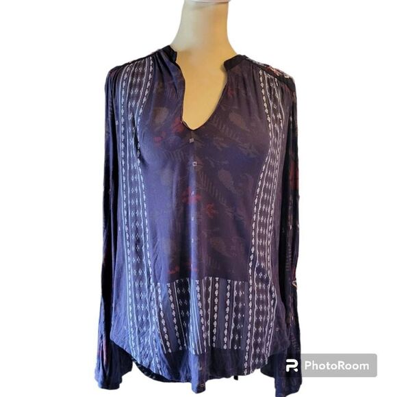 Lucky Brand Boho Style Long Sleeve Top Size Petite Small - Picture 1 of 10